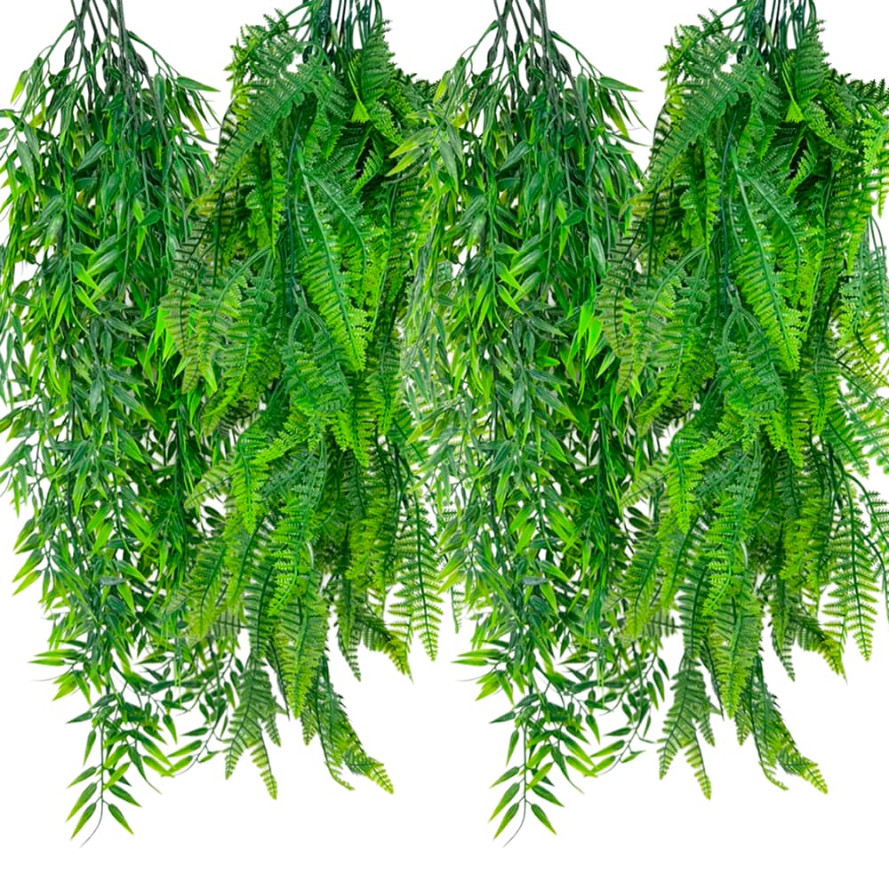 Mix Pendentes de Samambaia+ Pendentes de Bambu Artificial 80cm Pendurada Verde Artificial Decoração