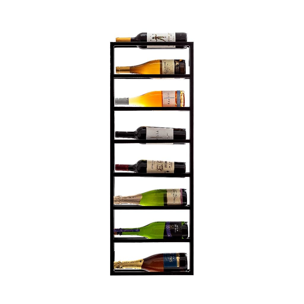 Adega de Parede para 7 Garrafas em Metal Preto  Suporte Porta Vinho Industrial Premium