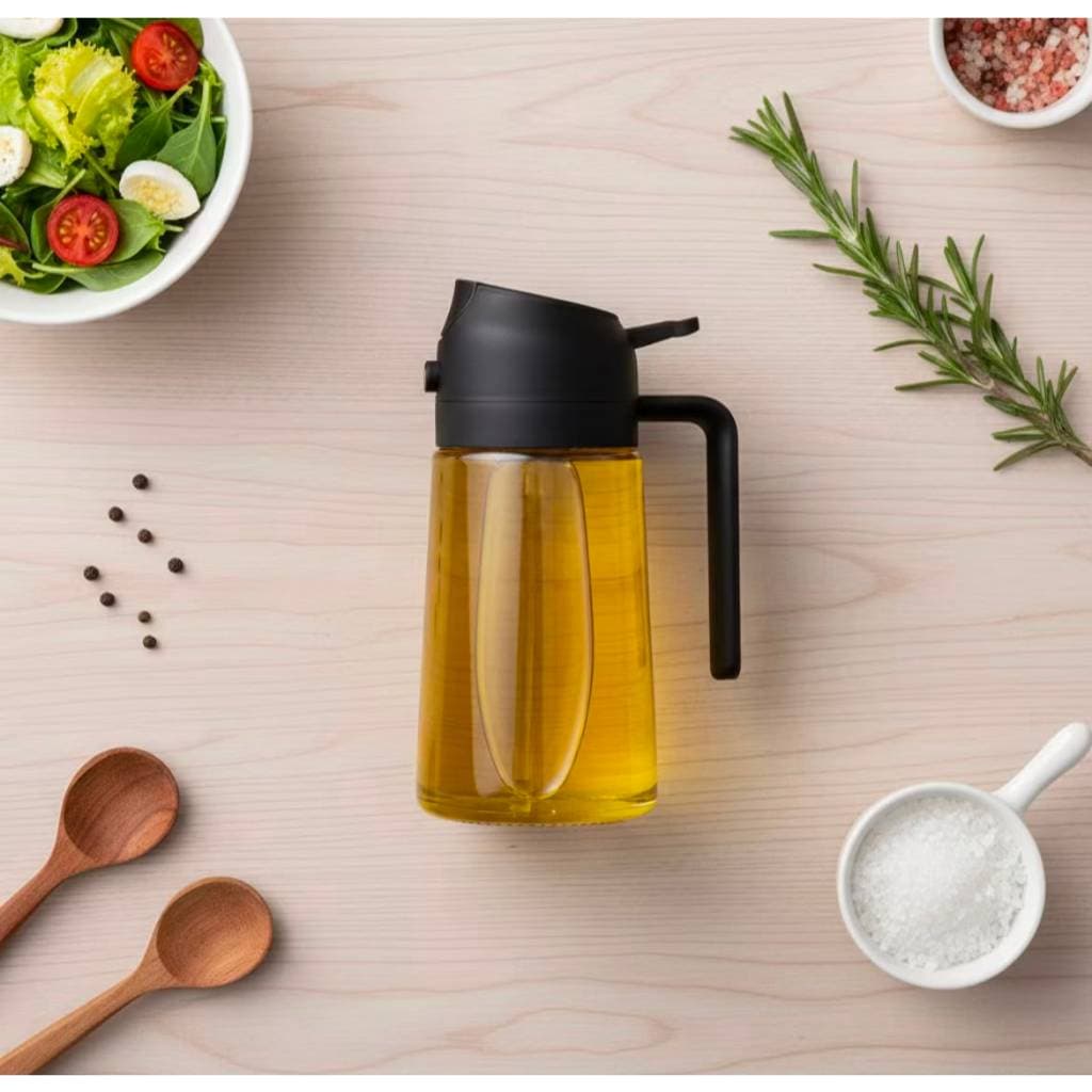 Galheteiro Porta Azeite e Vinagre com Tampa Dosadora – Dispenser de Vidro para Cozinha 500ml