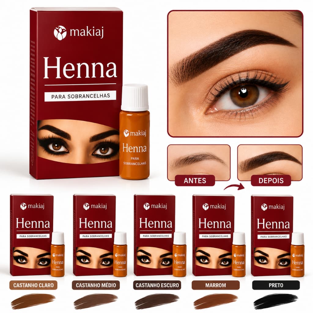 Henna Para Sobrancelhas Makiaj Profissional Alta Fixação Efeito Natural Longa Duração 5 Cores