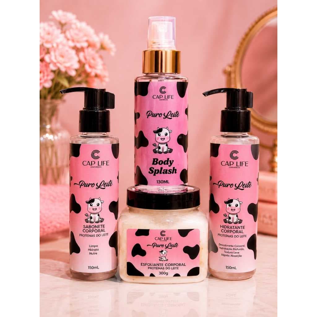 Kit Corporal Puro Leite Edição Especial Hidratante Esfoliante Body Splash Sabonete