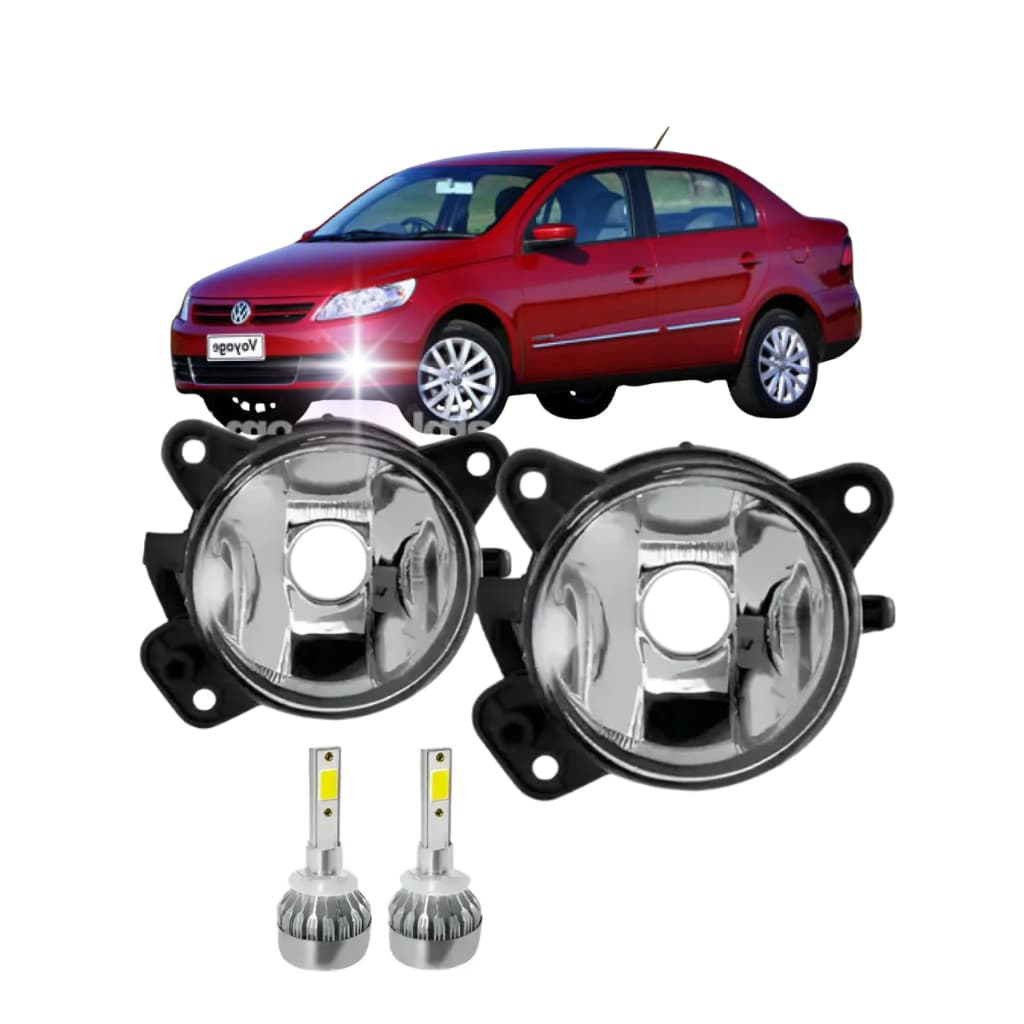 PAR DE FAROL DE MILHA VOYAGE 2009 2013 COM LAMPADA LED HB4 + FAROL LENTE DE VIDRO