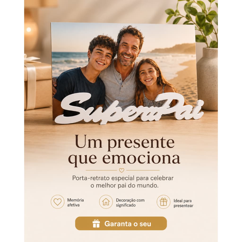 Porta Retrato Dia dos Pais Super Pai 3D Presente para Pai Papai Decoração de Mesa