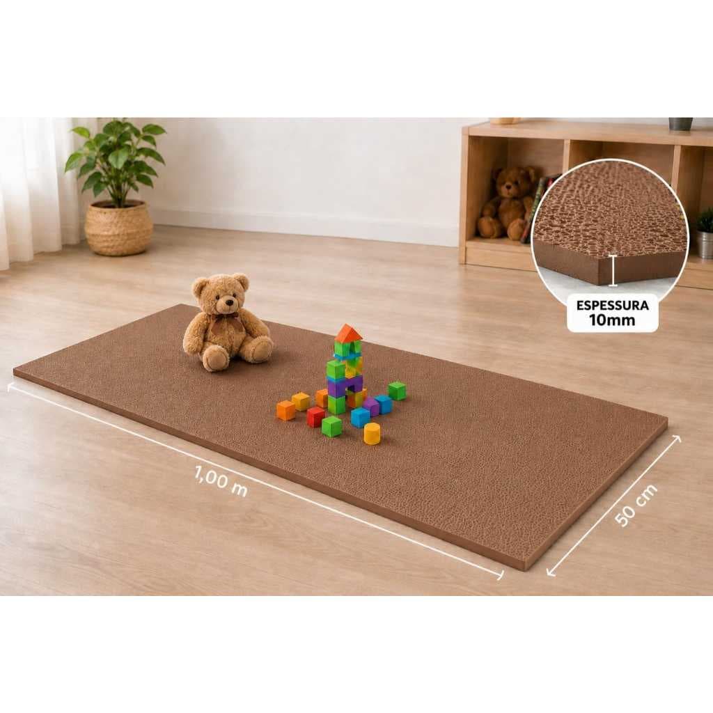 Colchonete Tapete Infantil EVA Marrom Antiderrapante 100x50cmx8mm Conforto e Segurança para Crianças