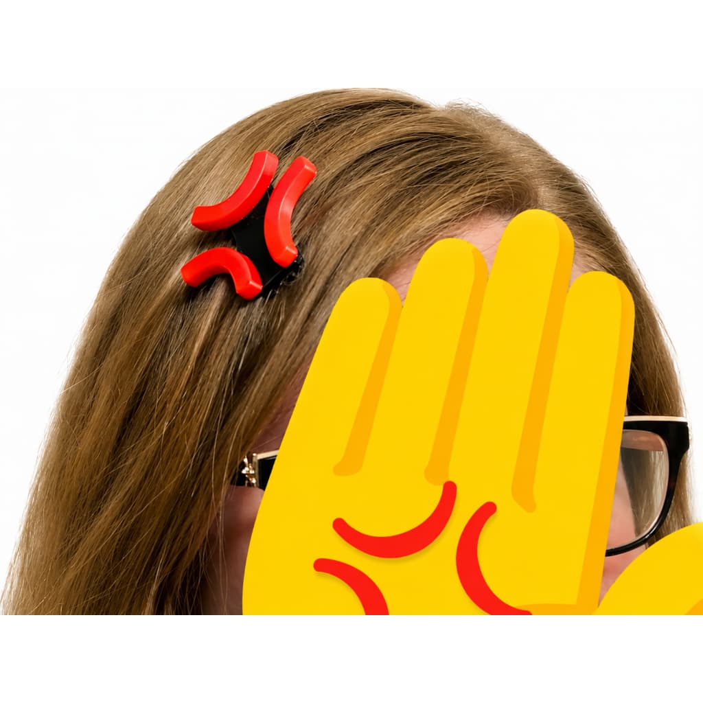 Presilha de cabelo com emoji de raiva
