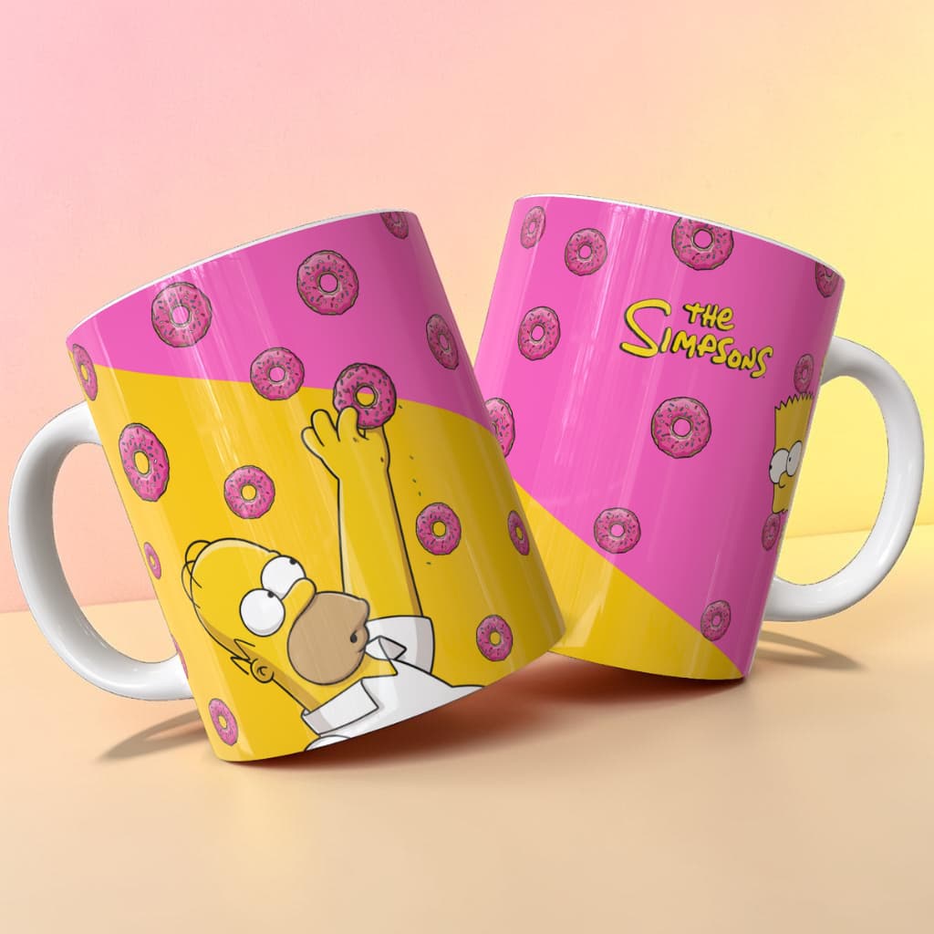 Caneca The Simpsons Homer Simpson Donuts Rosquinha Porcelana Premium Presente Criativo Fã Série Animada