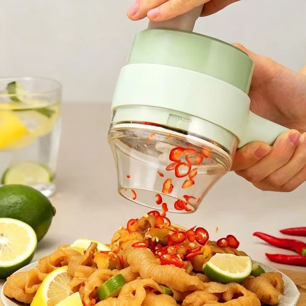 Cortador Triturador Elétrico Multifuncional Para Vegetais E Carnes Elétrico De Legumes 4 Em 1 Sem Fio Alho