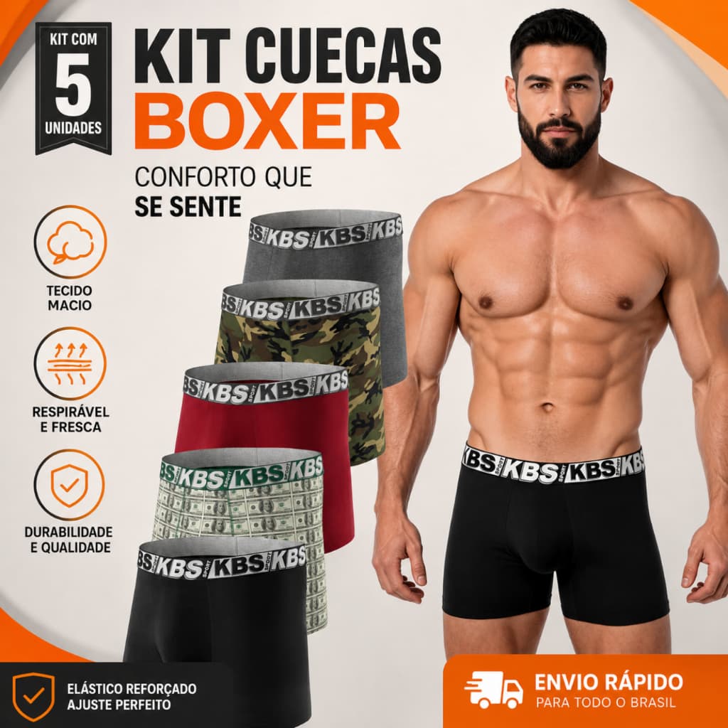 Kit 5 Cuecas Box Boxer Masculino Adulto Lisa E Estampada Cores Sortidas Preço Baixo Qualidade
