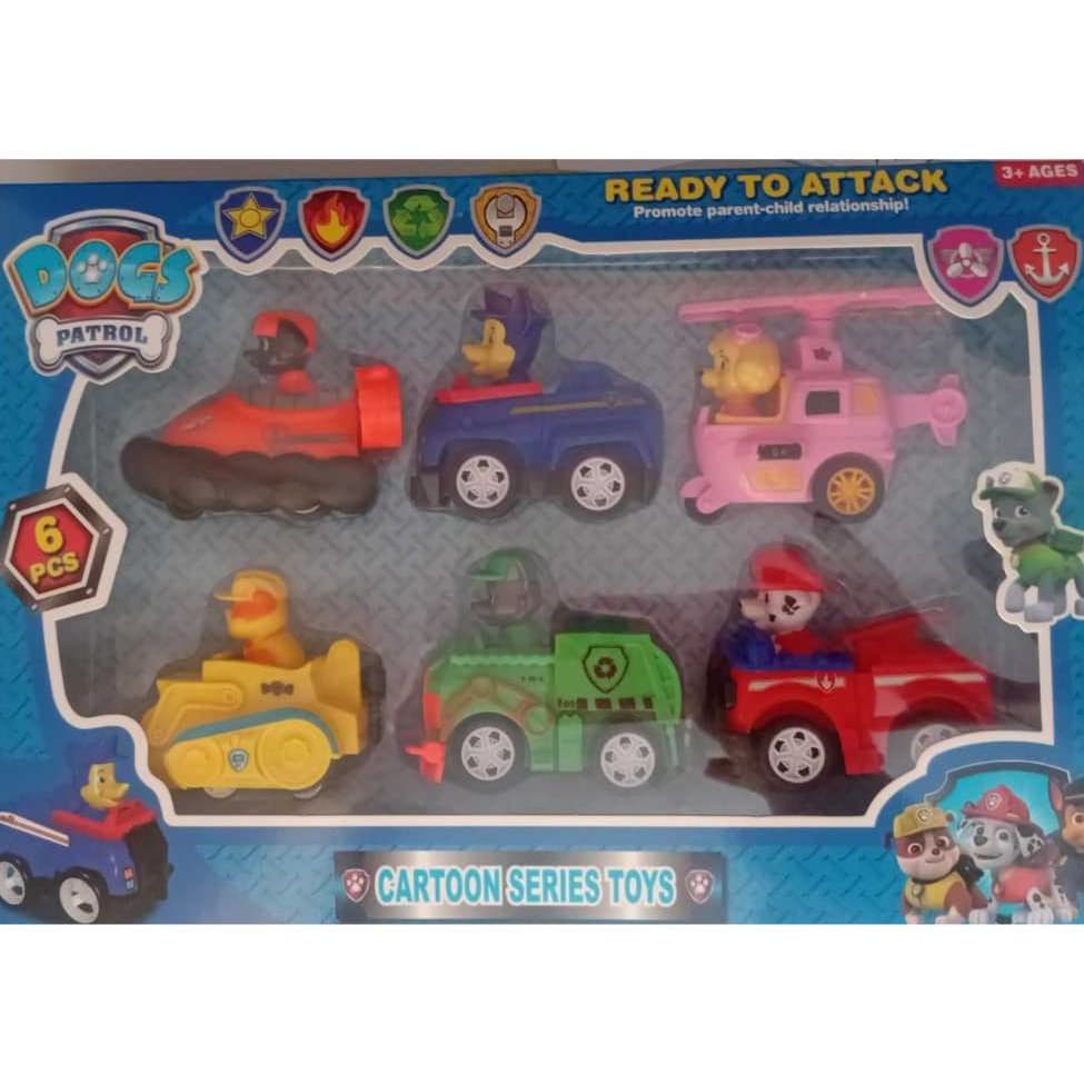 Kit 6 Carrinhos Patrulha Canina Brinquedo Infantil Coleção