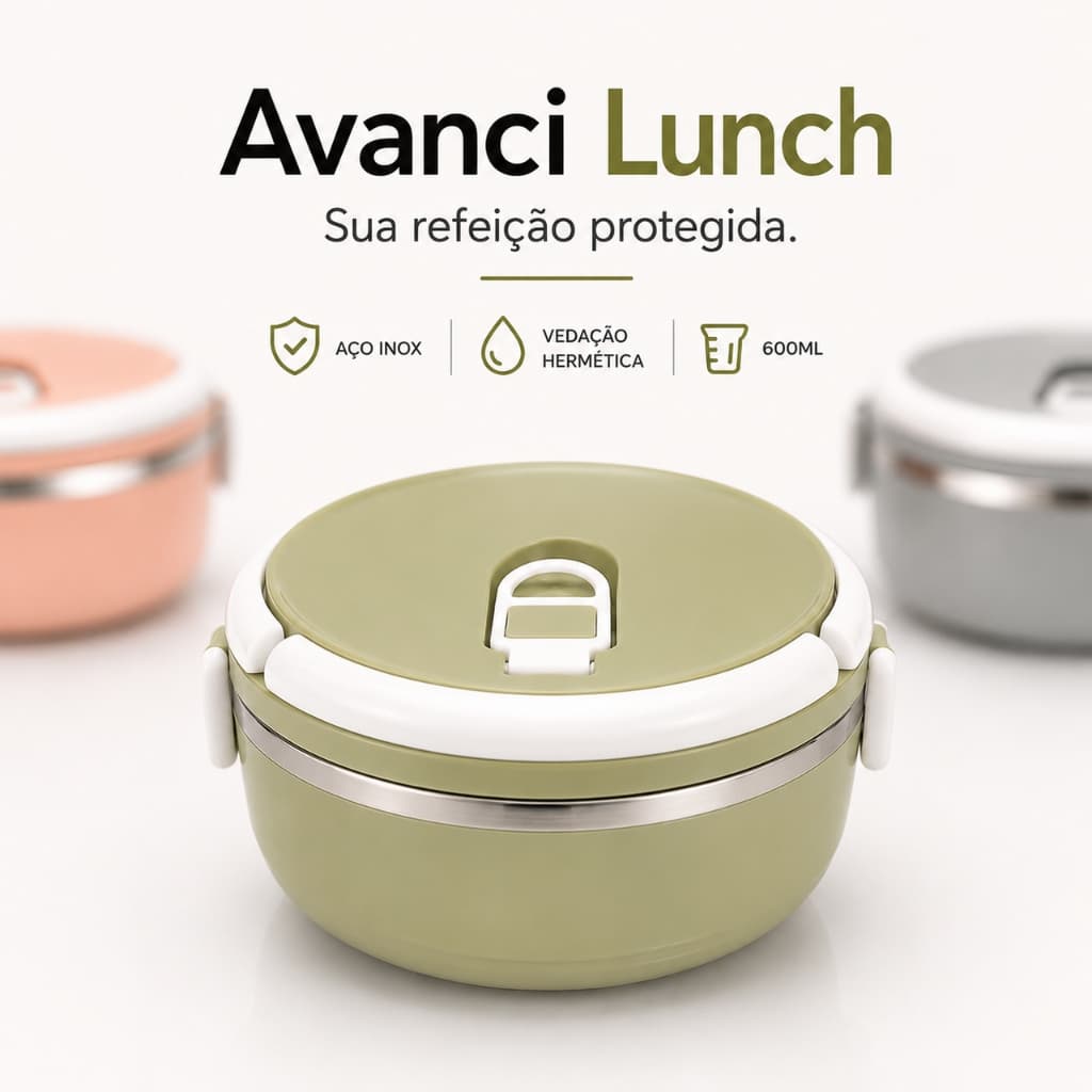 Marmita Inox 600ml Hermética Antivazamento Com Alça Pote Inox Refeição