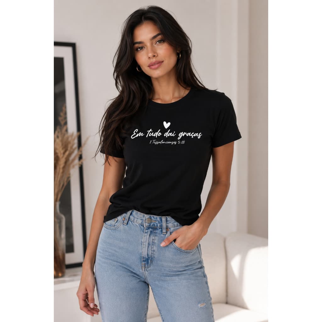 Camiseta  Feminina T-Shirt Cristã Confortável Algodão Estampada Moda Qualidade Premium Básica