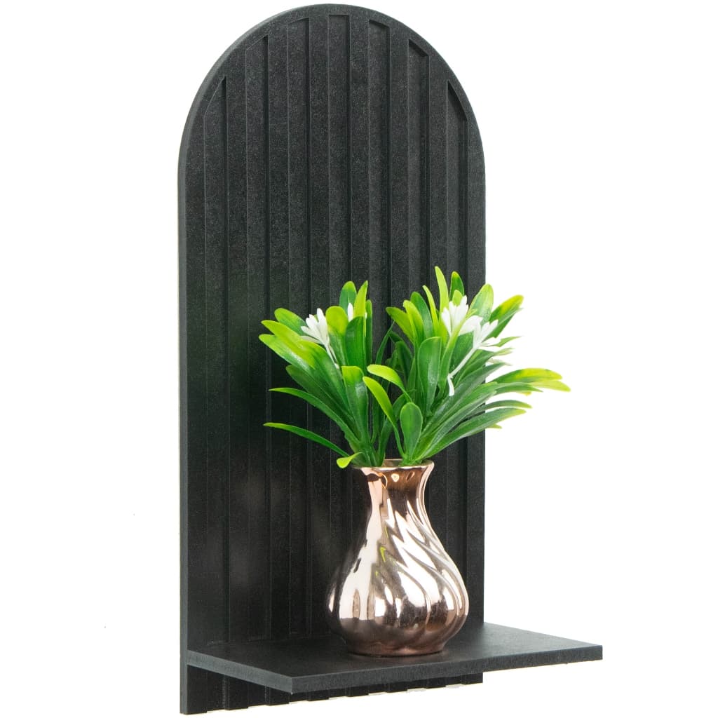 Prateleira de parede decorativa linhas preta vaso de planta