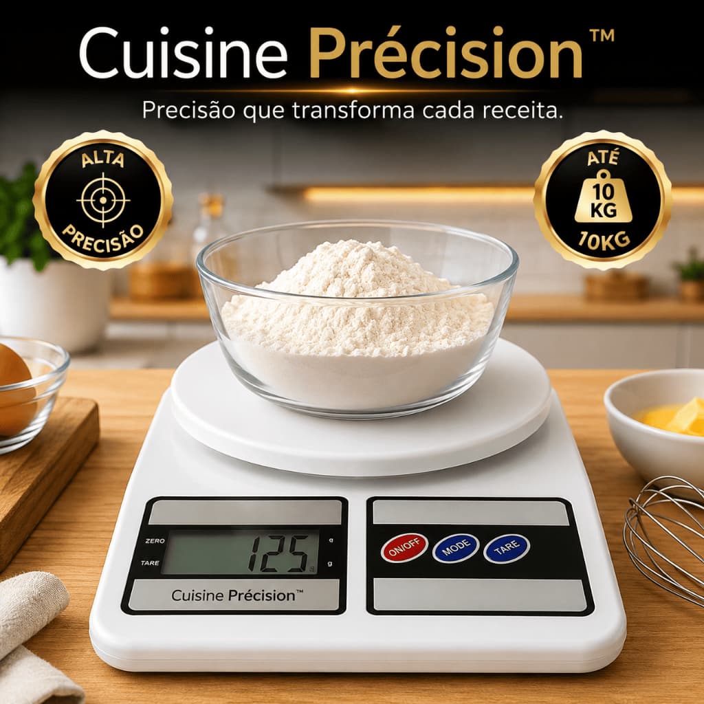 Balança Digital de Cozinha 10kg Alta Precisão com Função Tara Visor LCD para Dieta Receitas e Confeitaria.