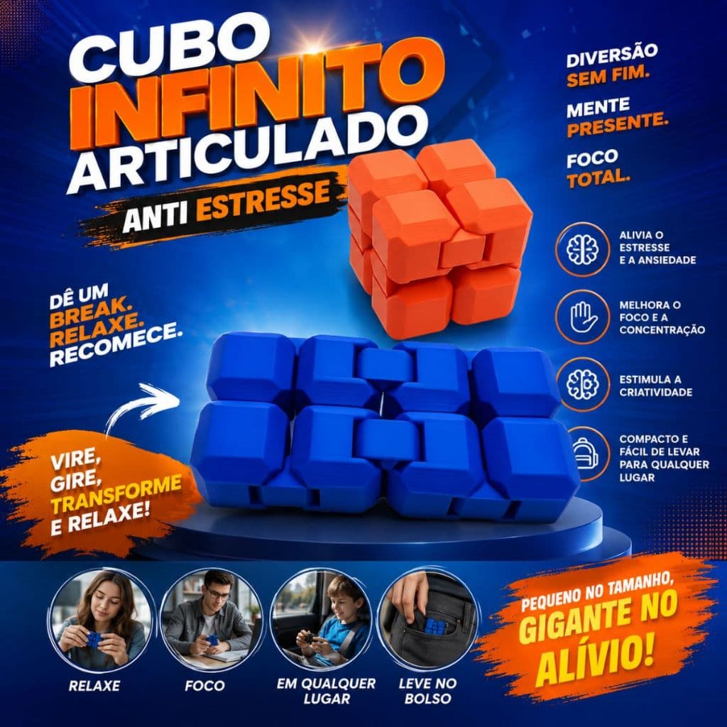 Cubo Infinito Articulado Anti Estresse Sensorial Relaxante Fidget Toy