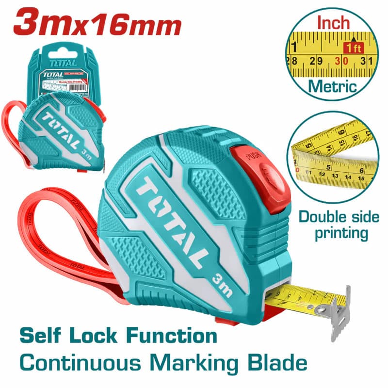 TRENA DE AÇO 3m X 16mm - C/EMBORRACHADO - Profissional -  TOTAL TOOLS