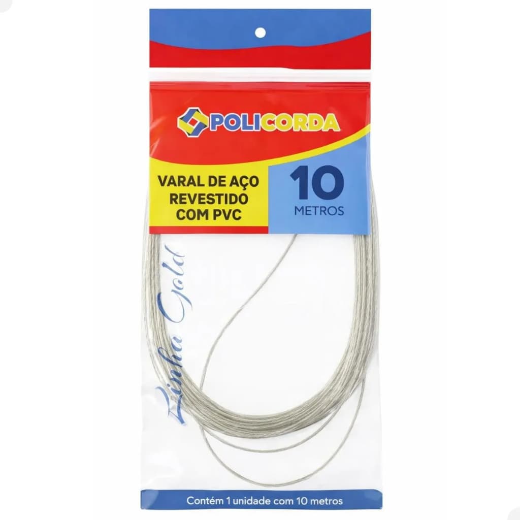 Kit 3 Varal De Aço Revestido Gold Pvc Cristal - 10 Metros
