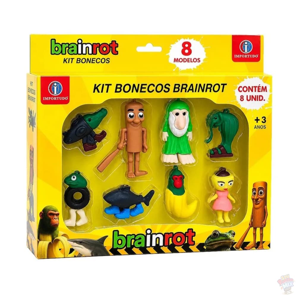 Kit 8 Bonecos Memes Virais Brainrot Tralala Tralalero, Lirili Larila, Tung Tung Tung Sahur Infantil