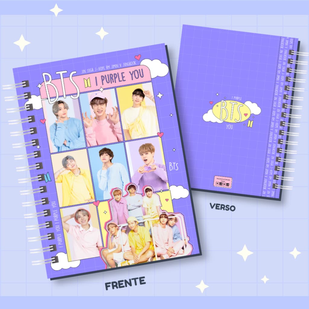 Caderno BTS Kpop | Caderno A5 ou Universitário | Caderno fofo BTS