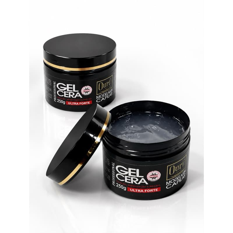 Kit 02 Gel Cera Modeladora Capilar Ultra Forte 250g – Fixação Forte, Brilho Natural e Longa Duração