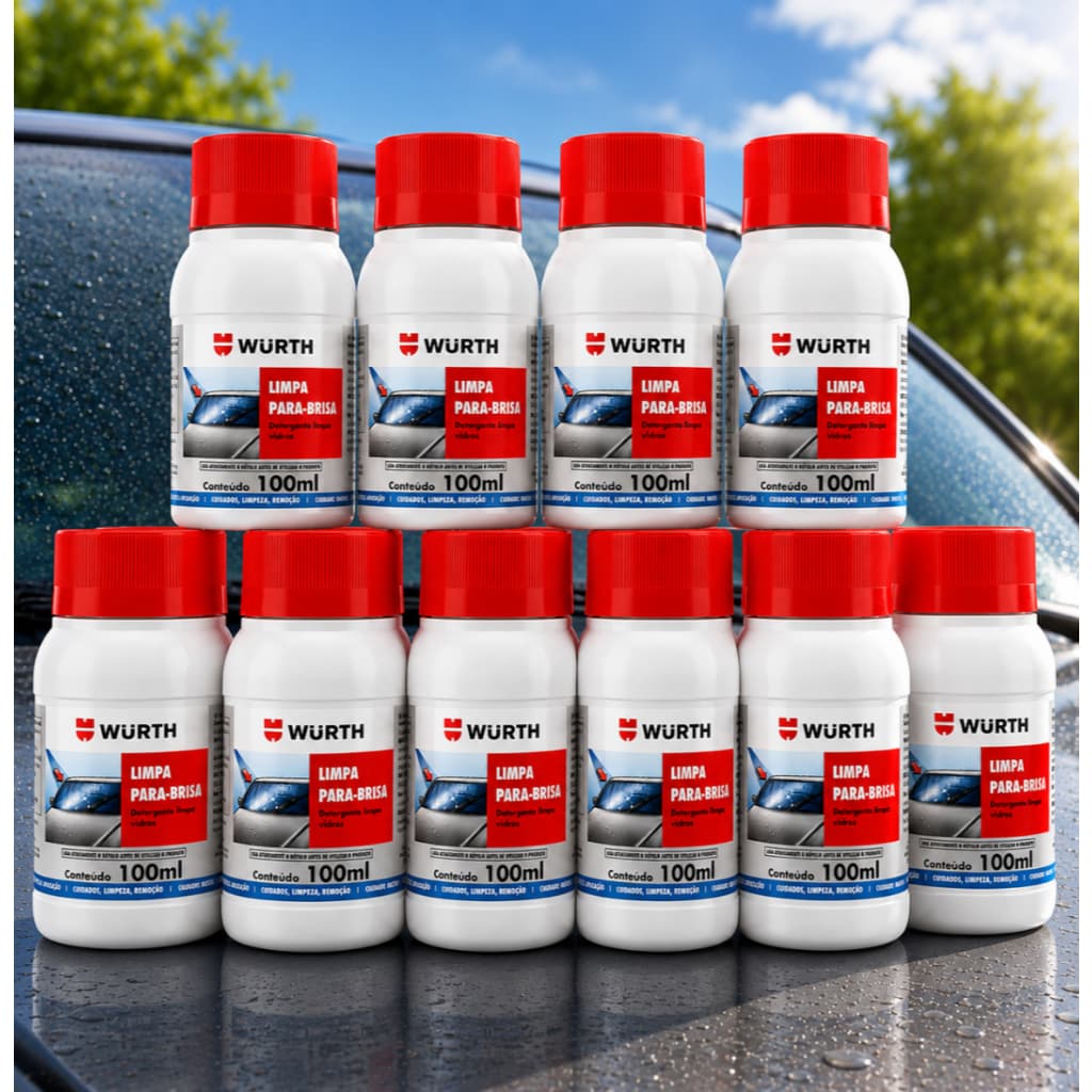 Kit 10 Limpa Para Brisa Wurth 100ml Fluido Liquido Limpeza Parabrisa Automotivo Carro Limpador