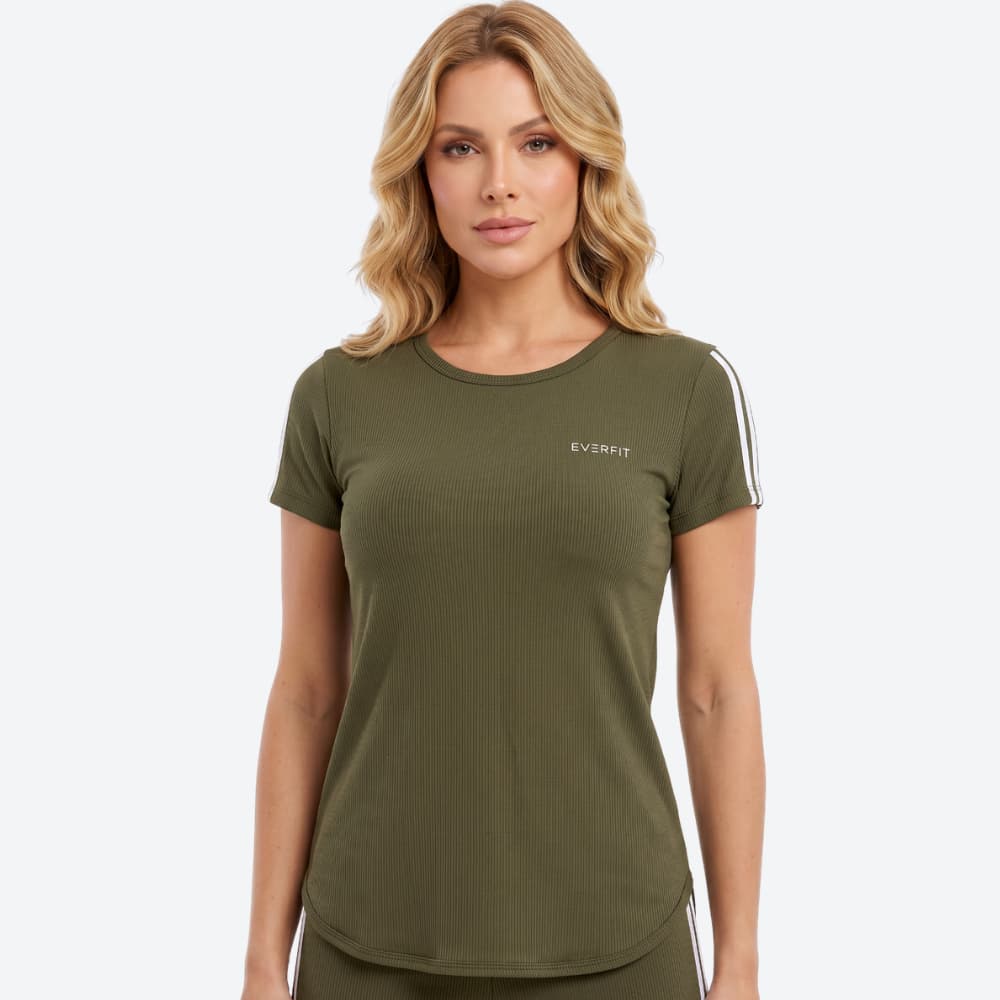 Blusa Feminina Fitness Academia MC Ajustada em Chrome Canelado