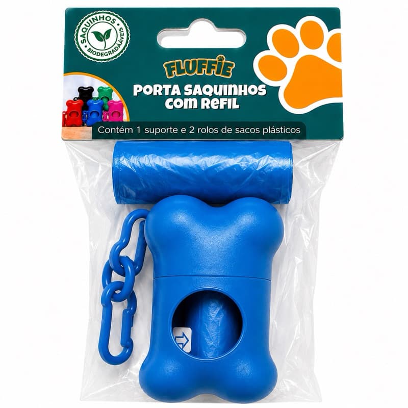 Porta Saquinhos Higiênicos para Cachorro com Refil | Dispenser em Formato de Osso + 2 Rolos Biodegradáveis