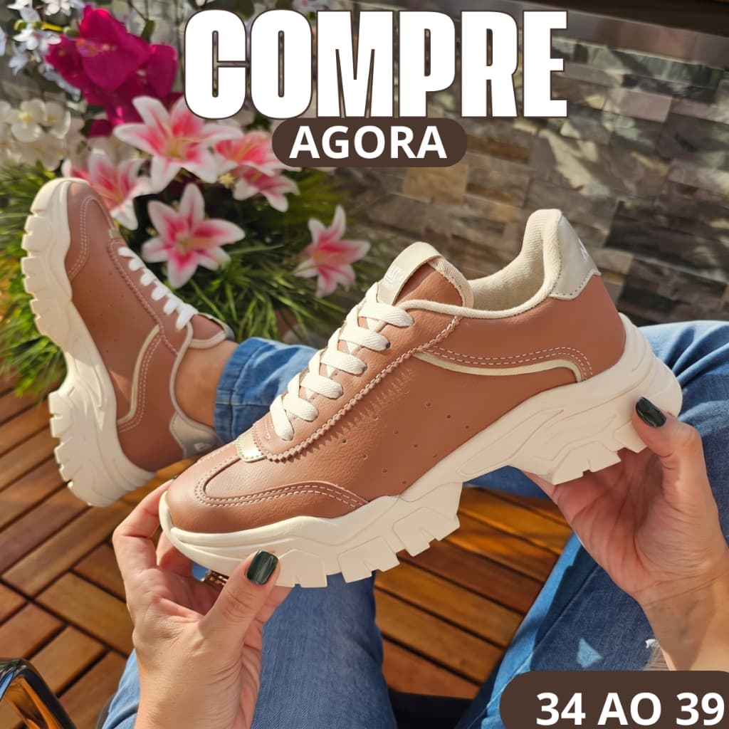 Tênis Feminino Sneaker Plataforma Chunky Casual Moderno Estilo Urbano Confortável