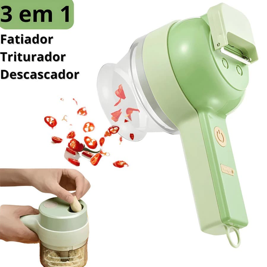 Mini Triturador e Cortador Processador  Elétrico Multifuncional  de Alimentos para  cozinha 4x1- Verde