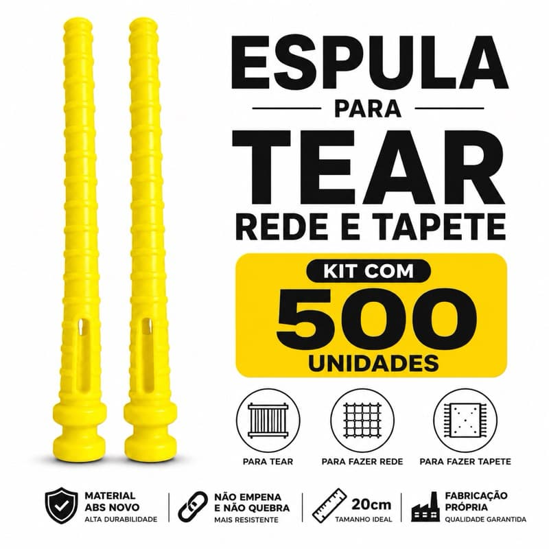 Espula para lançadeira redes descanso e tapetes 500 unidades