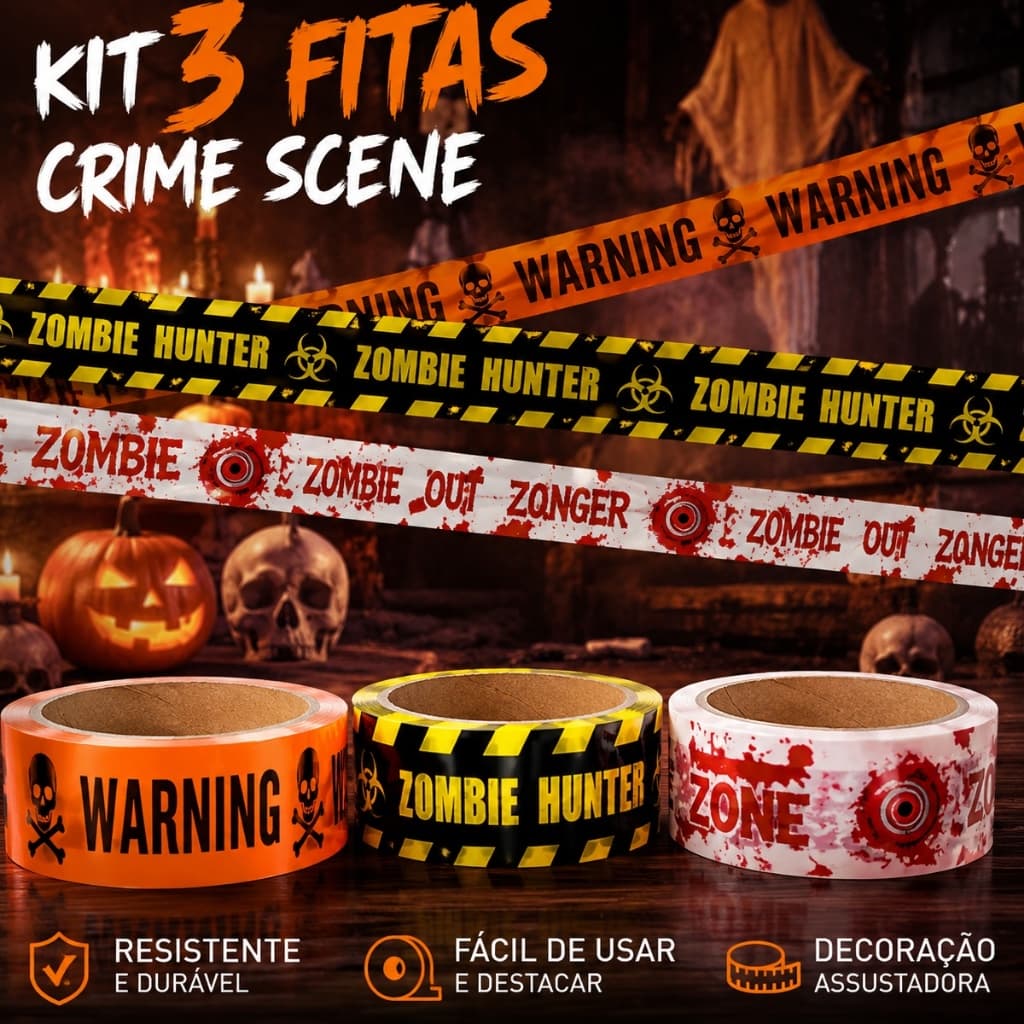 Fitas Isolamento De Crime Faixa Segurança Halloween Cenário Decoração Festa Dia das Bruxas