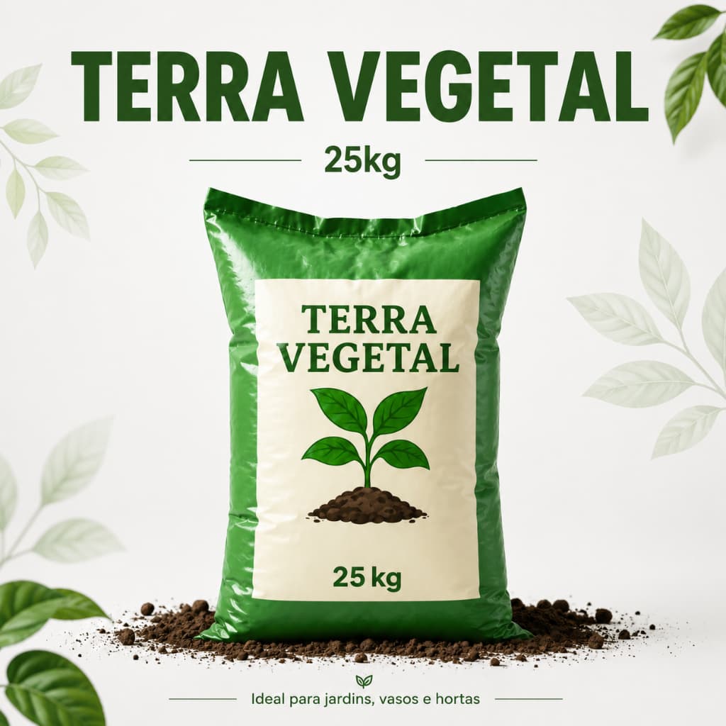 Terra Vegetal Adubada 25kg Substrato Orgânico Rico em Nutrientes Para Plantas Hortas e Vasos