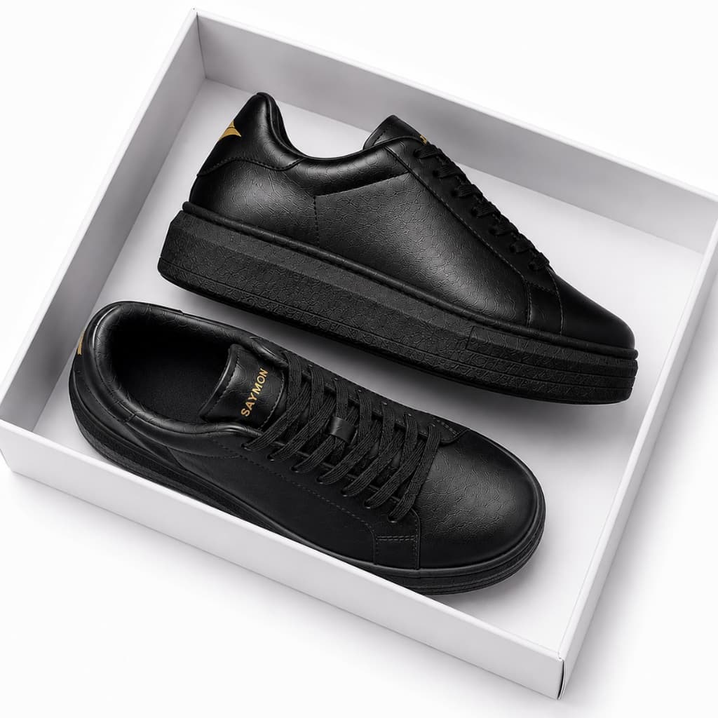 Tênis Casual Masculino Feminino Preto Branco Couro Sintético Confortável Na Moda Lançamento