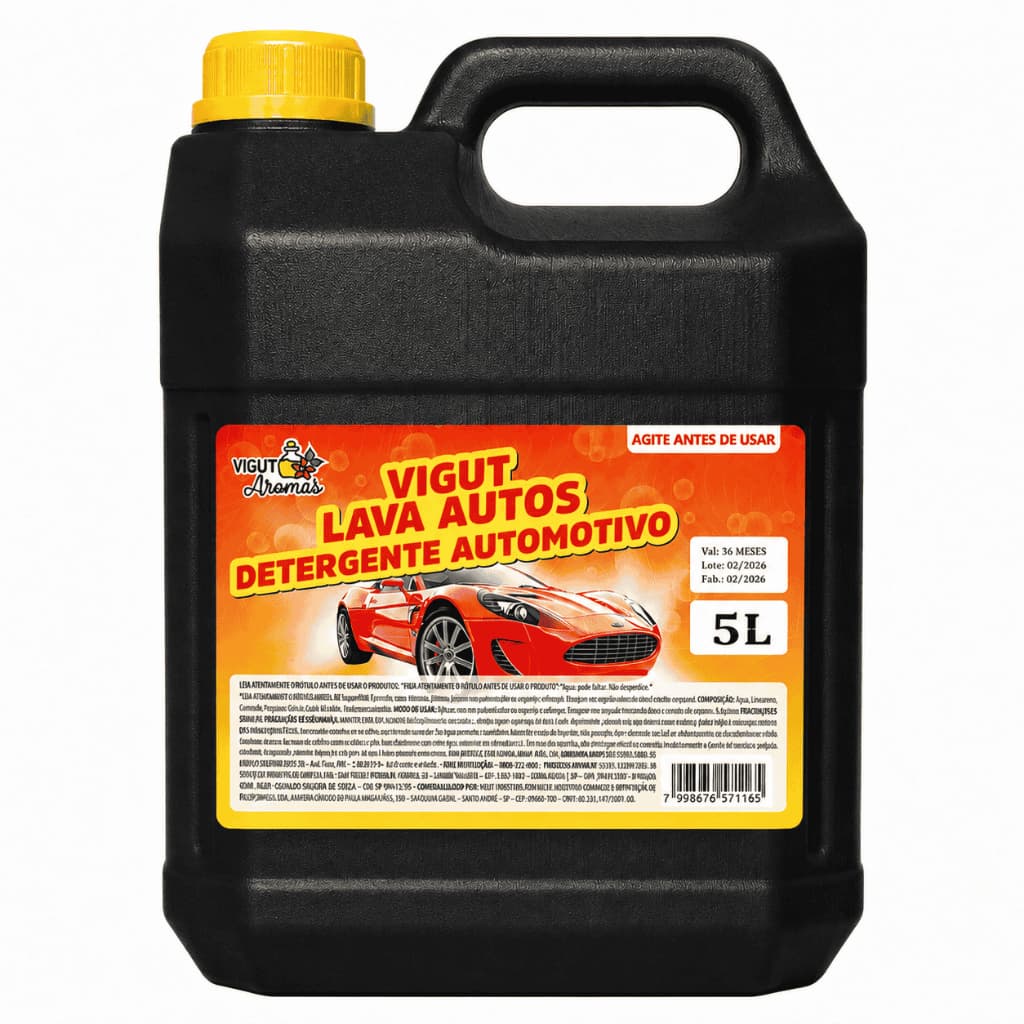 Detergente com Cera 5L VIGUT Automotivo Limpeza de Carros Motos Remove Graxa e Sujeira