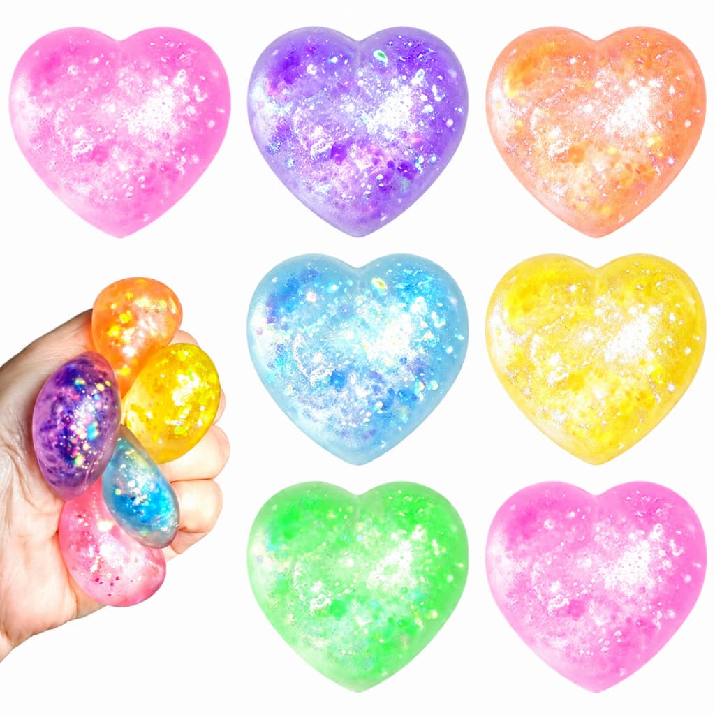 Brinquedo Squishy Coração Glitter Stress Ball Anti Stress
