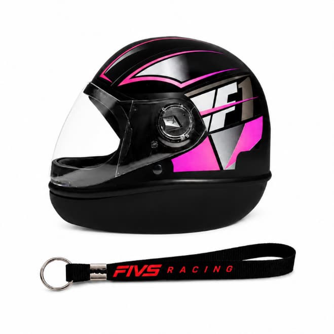CAPACETE TAURUS FORMULA 1 NEO SAN MARINO AUTOMATIC PRETO/ROSA CHAVEIRO PERSONALIZADO