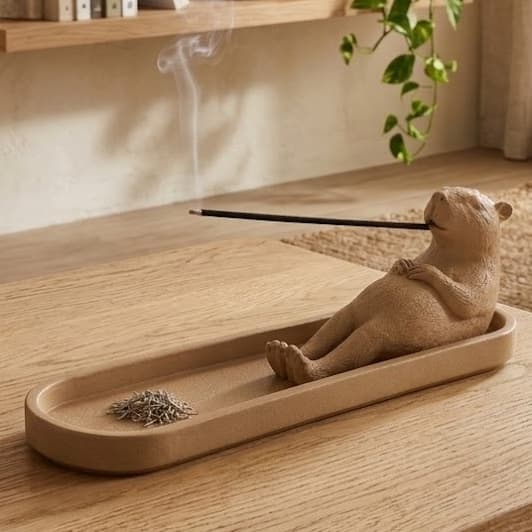 Porta Incenso Capivara Relaxando Decorativo Suporte para Incenso