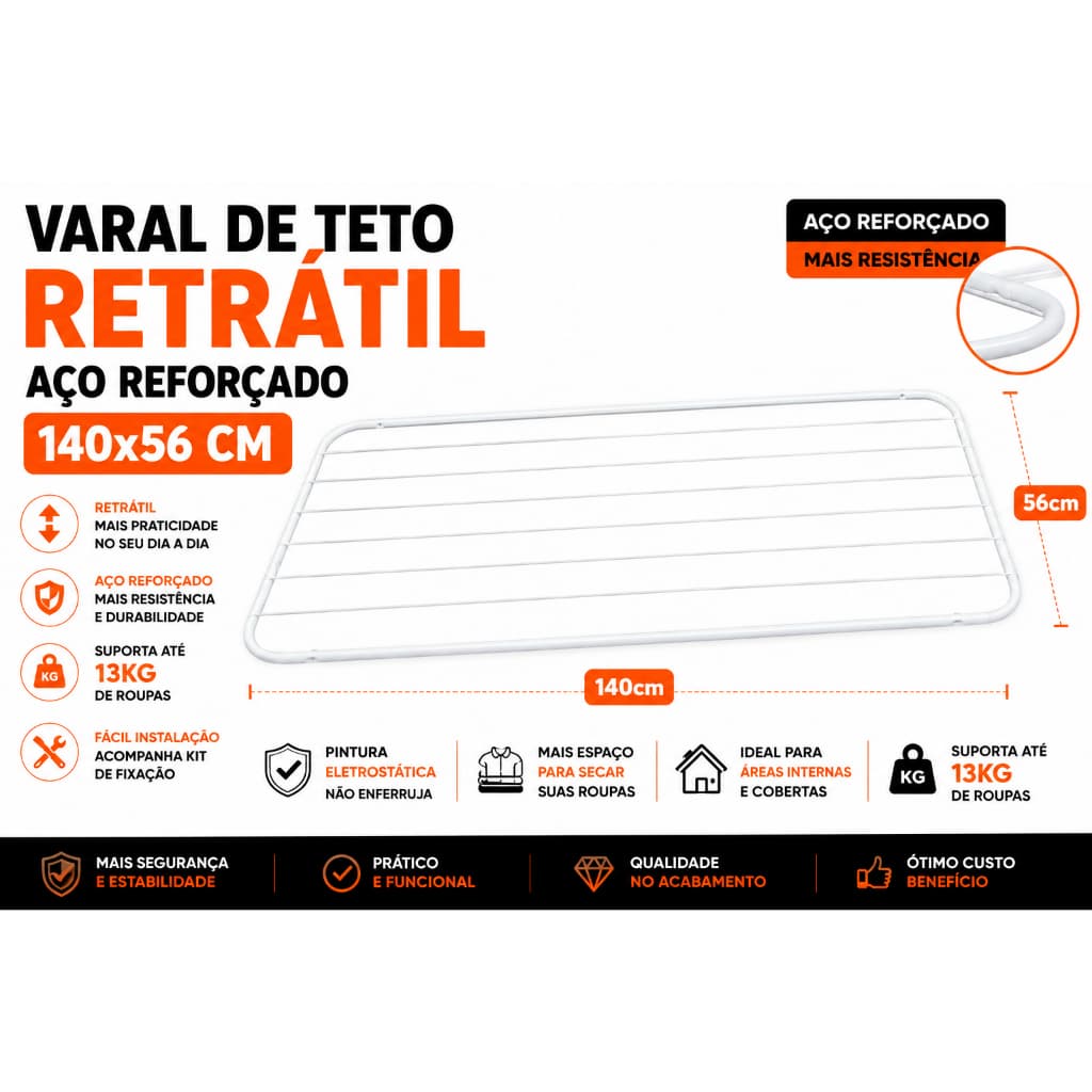 Varal de Teto 140cm