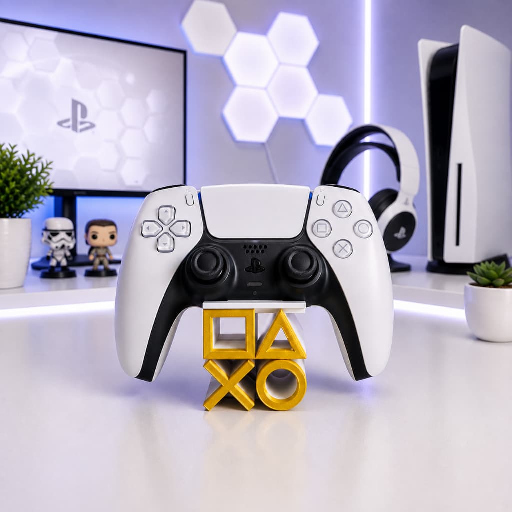 Suporte Controle PS5 | Organização para Setup Gamer | Impressão 3D Premium | Base PS DualSense Setup