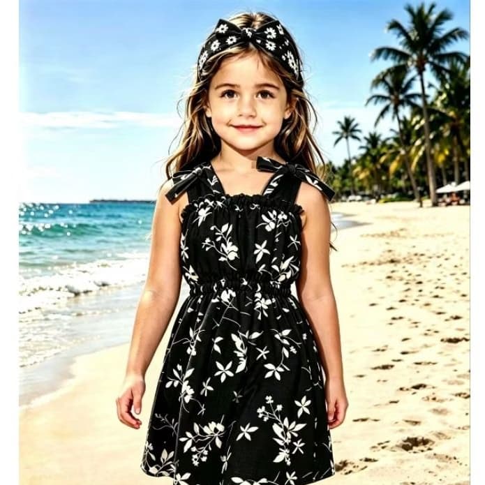 💥Vestido Infantil Menina Estampado💖 com  faixa de cabelo 🎀