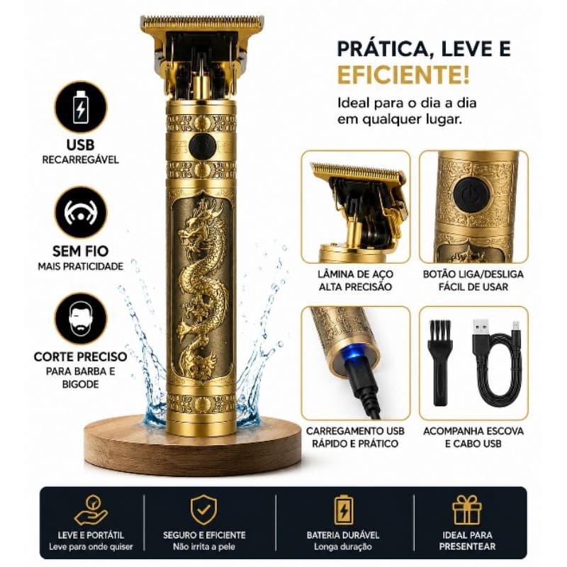 Máquina de Barbear Elétrica Recarregável USB Sem Fio