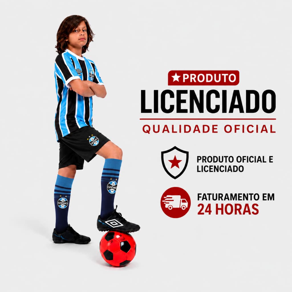Meião de Futebol Futsal Oficial do Gremio infantil / juvenil licenciado