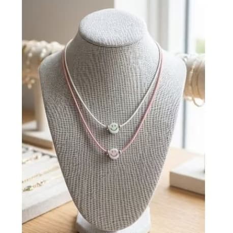 colar feminino happy beads pingente smiles