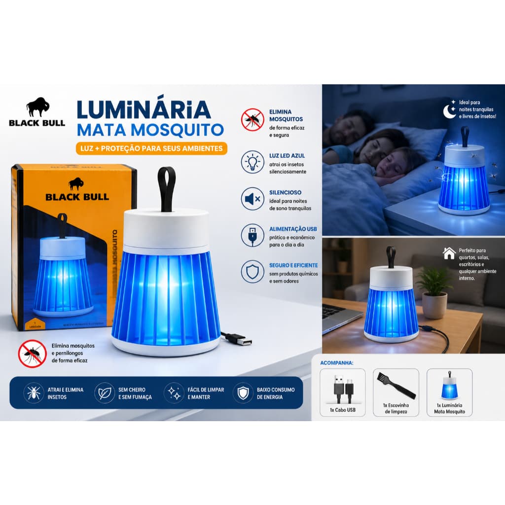 Luminaria Eletrica Portatil Repelente Mosquito Usb Mata Insetos Anti Mosquito Protecao Ambiente Externo Interno