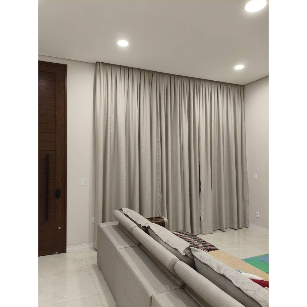 Cortina Trilho Suiço Duplo Sistema Blackout com Gaze Flame Linho Sob Medida