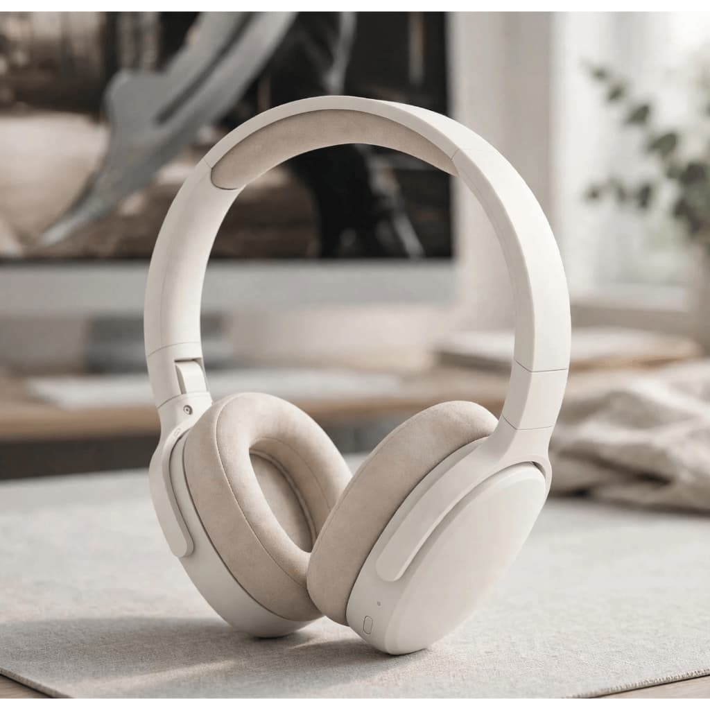 Fone De Ouvido Bluetooth Sem Fio 5.3 Bege Redução De Ruído