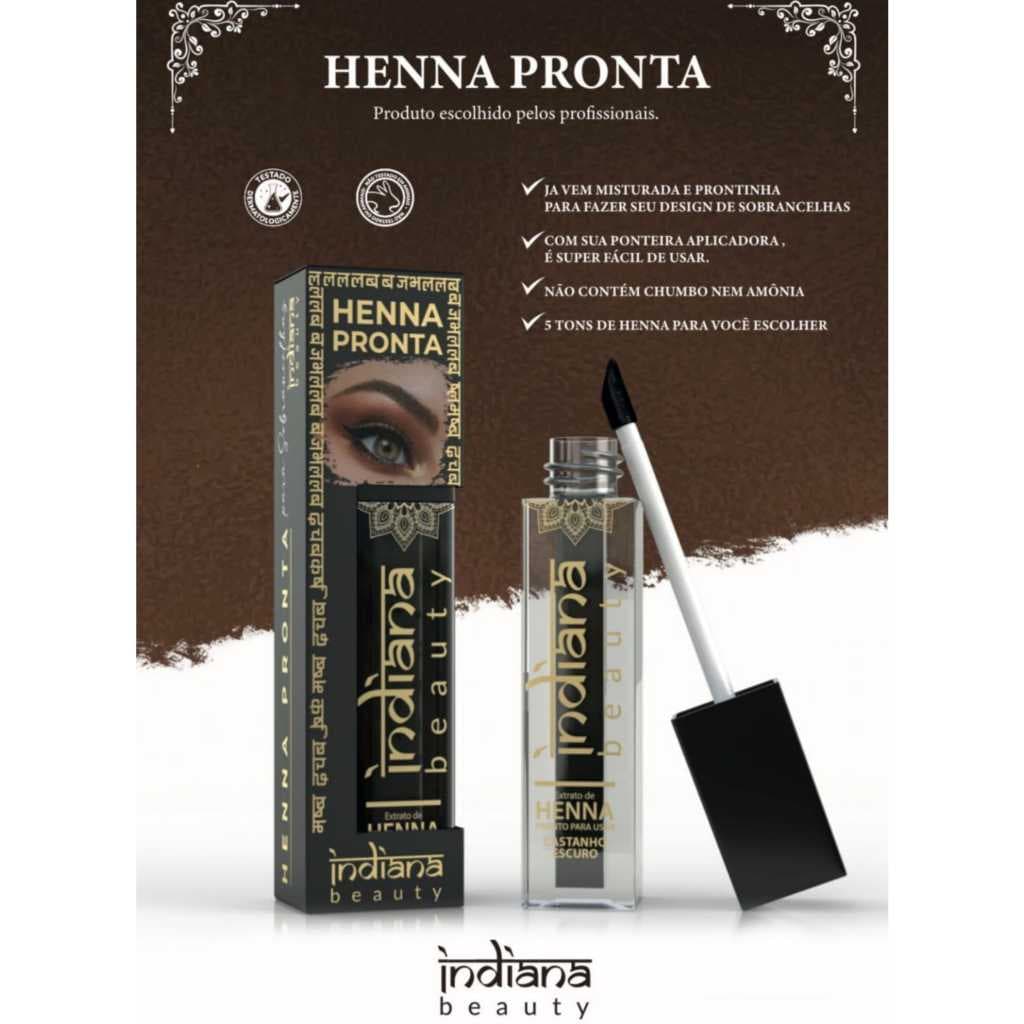 Henna Sobrancelha Natural Pronta para Uso | Cobre Falhas | Alta Fixação | Indiana Beauty