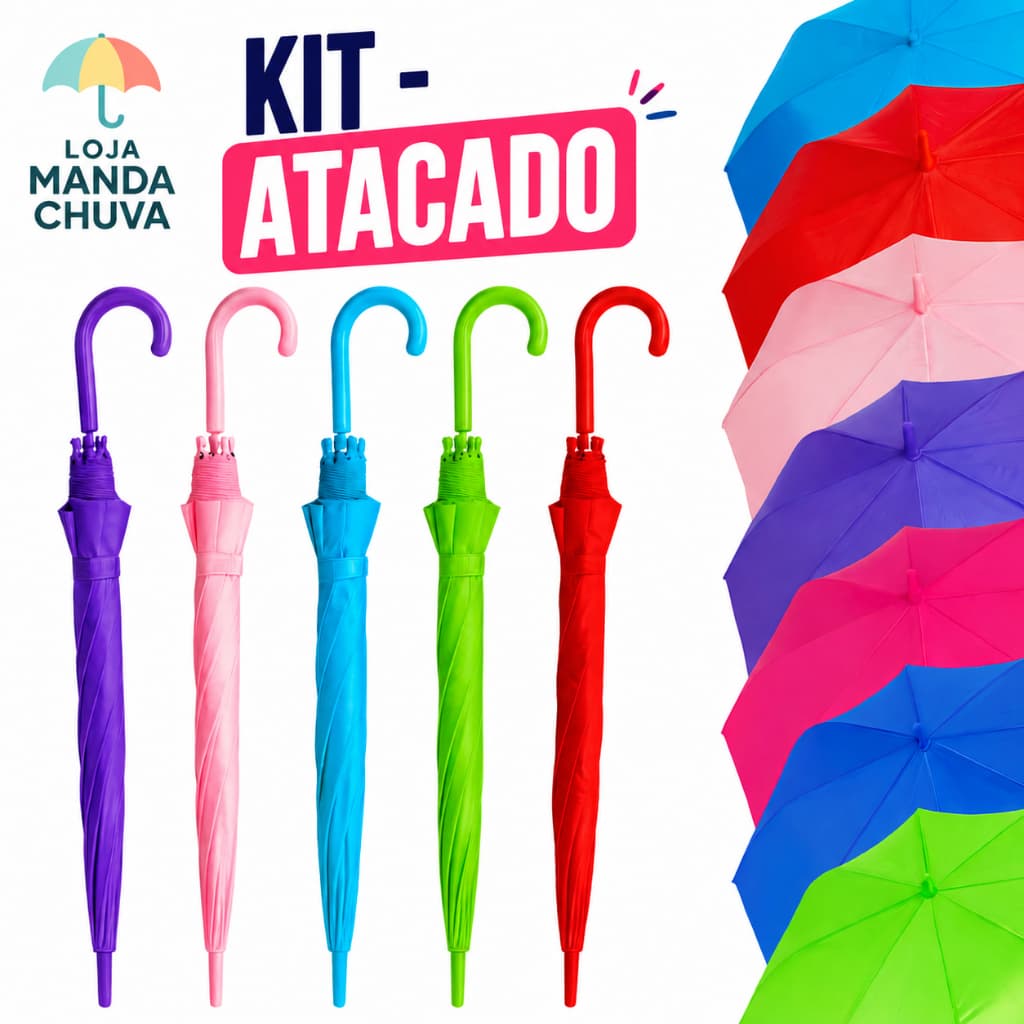 KIT 10/16/20/26 Guarda Chuva Infantil Liso Sombrinha para menino menina automatico apito Decoração Lembrancinha Atacado