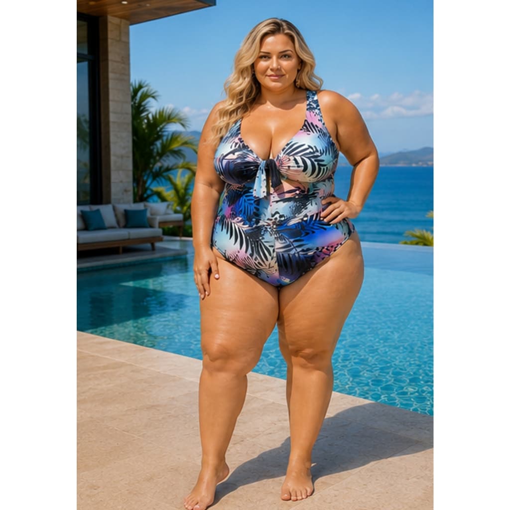 Maiô BIG Plus Size Dupla Face Com Bojo Removível  Laço Busto Tamanho Grande do 46 ao 64