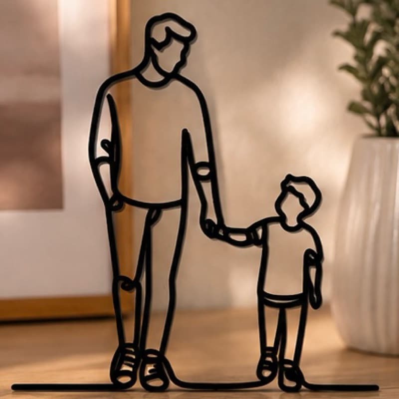 Escultura Decorativa Pai e Filho para parede – Estátua Minimalista – Presente Dia dos Pais, Aniversário e Decoração