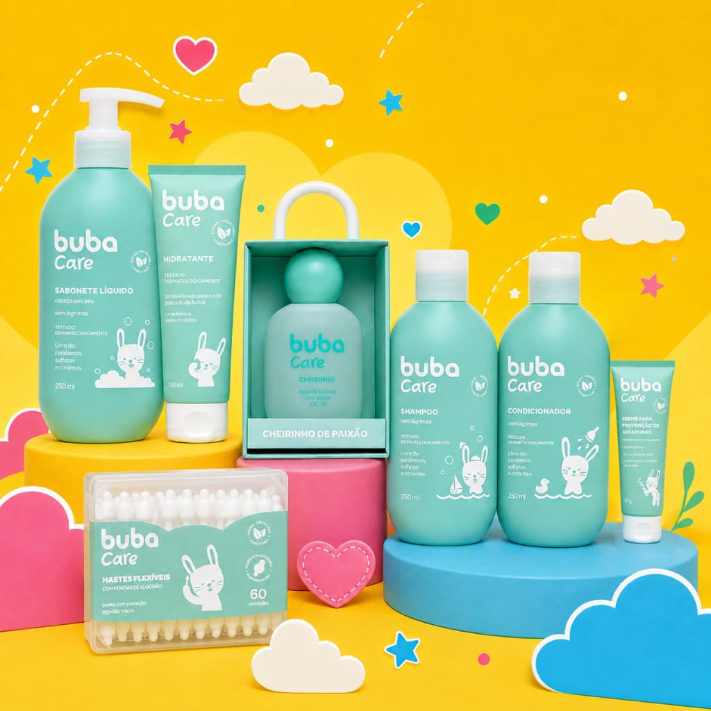 Kit Shampoo Condicionador Sabonete Hidratante Colônia Pomada para Assadura Hastes Flexíveis